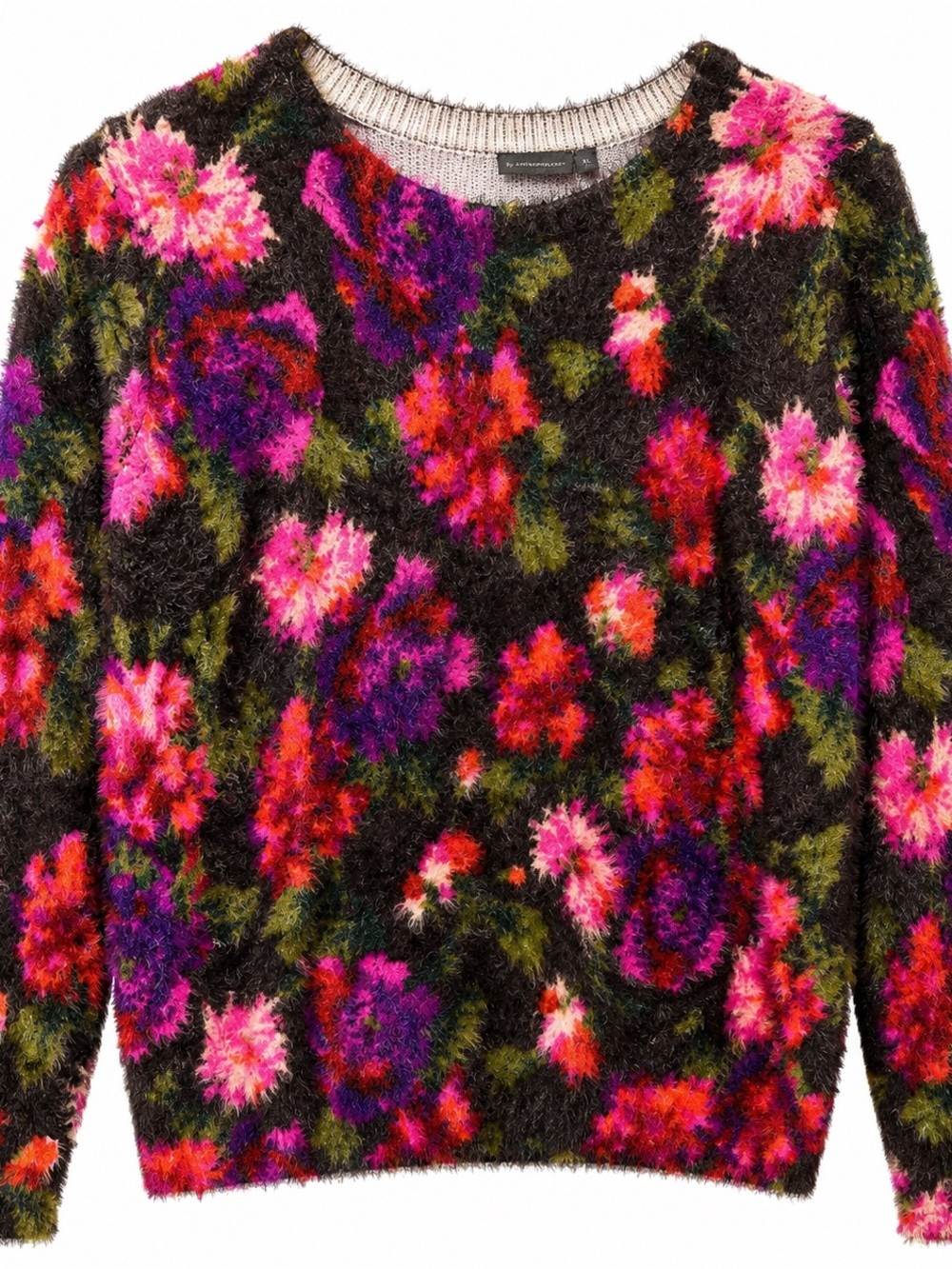 Anthropologie Fuzzy Floral Sweater Small Coquette Cozycore Soft Girl Cottagecore